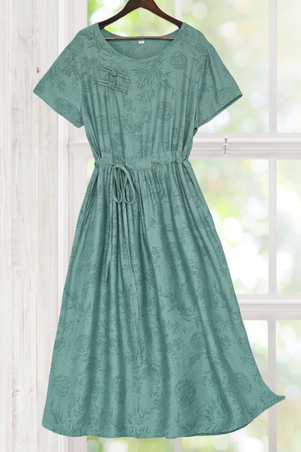 Phoebe Green Color Lightweight Casual Dress